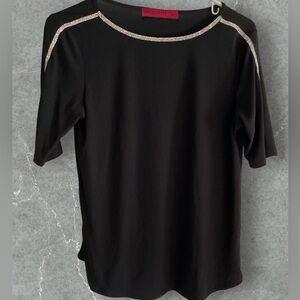 Women’s Black Short Sleeve Shirt with Rhinestones